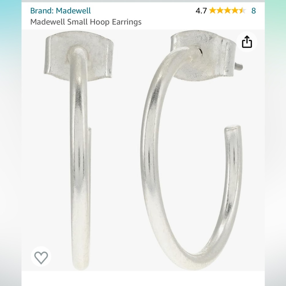 Madewell Small Hoop Earrings- Silver NWOT